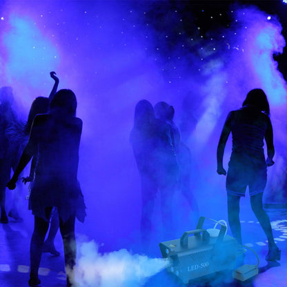 Skorter | 500W Fog Enhancer 2000CFM Colorful Fog Machine with 8-Piece LED 5 Light Effects 3-Level Brightness