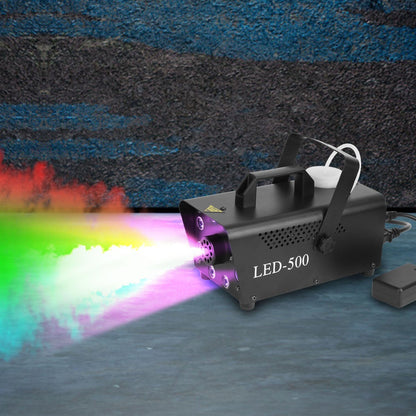 Skorter | 500W Fog Enhancer 2000CFM Colorful Fog Machine with 8-Piece LED 5 Light Effects 3-Level Brightness