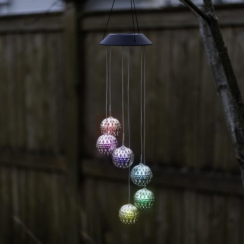 Skorter | Solar Metal Ball Wind Chime – Solar Powered LED Garden Decoration with Soothing Sounds
