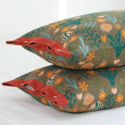 Skorter | Coral Floral Cotton Pillow Sham – Breathable & Reversible