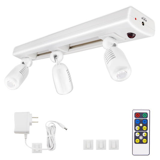 Skorter | Luxsway Led Track Light With Remote Control, 3 Adjustable Heads, Dimmable Accent Lighting, White