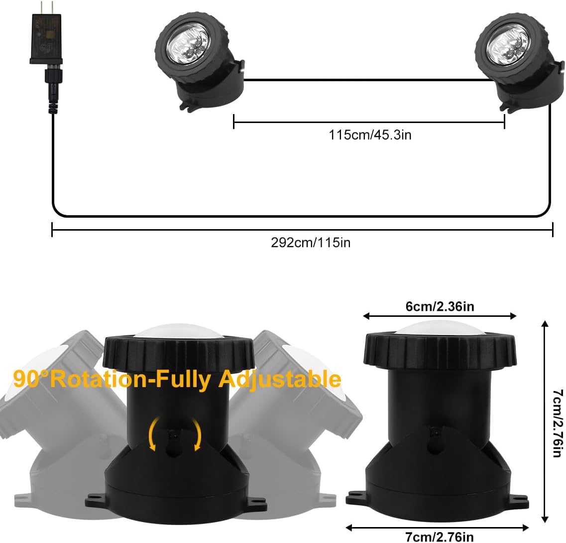 Skorter | Crepow Rgb Underwater Pond Lights, Ip68 Waterproof Led Spotlights, Bluetooth Control, Set Of 2