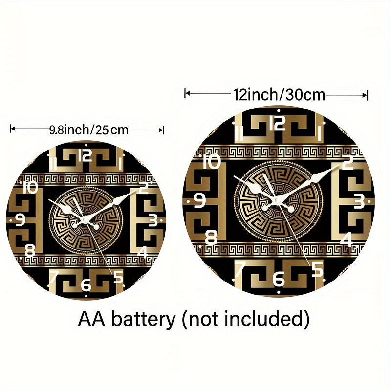 Skorter | Silent Non-Ticking Wooden Wall Clock - Greek Key Design, Quartz Mechanism