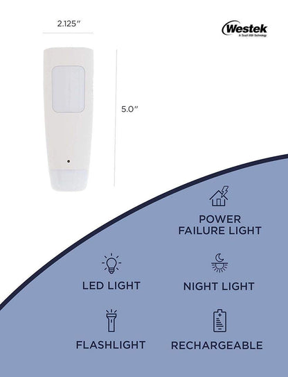Skorter | Westek LED Emergency Lighting - 3-In-1 Rechargeable Flashlight & Night Light For Power Outages, 2 Pack