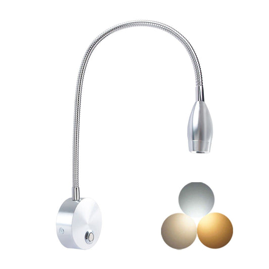 Skorter | Adjustable LED dimmable reading lamp for books, adjustable wall-mounted bedside lamp, silver