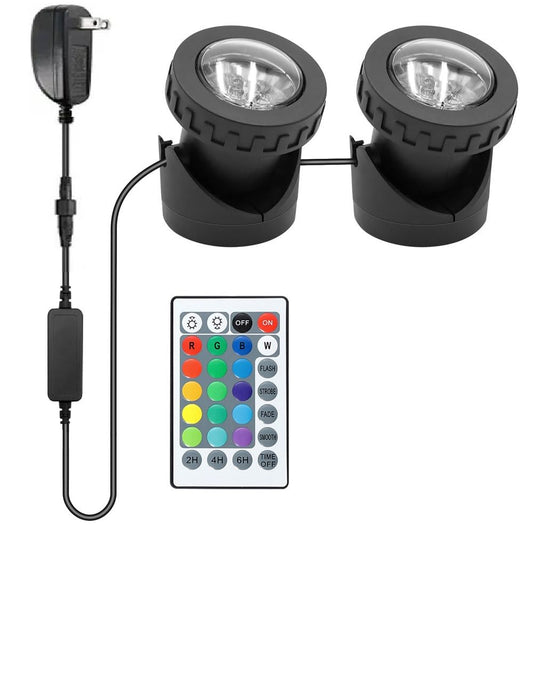 Skorter | Pond Light with Timer, Colored Fountain Light Ip68 Waterproof Pond Light, Underwater Led Dimmable Outdoor Light for Fish Tank Pond Fountain Garden Landscape (2 Lights)