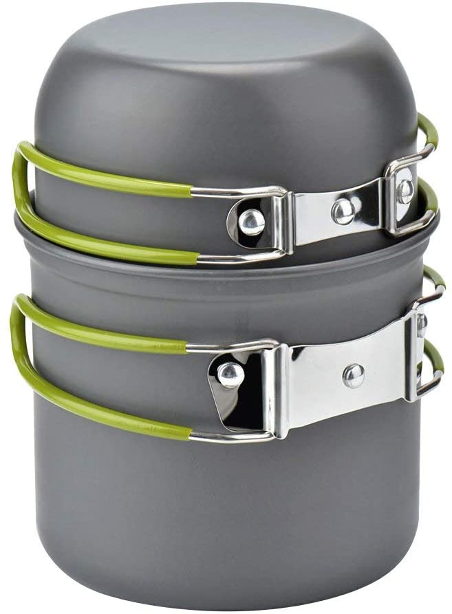 Skorter | wuudi Camping Equipment, Outdoor Camping Pots and Pans Set 2PCS Camping Cookware