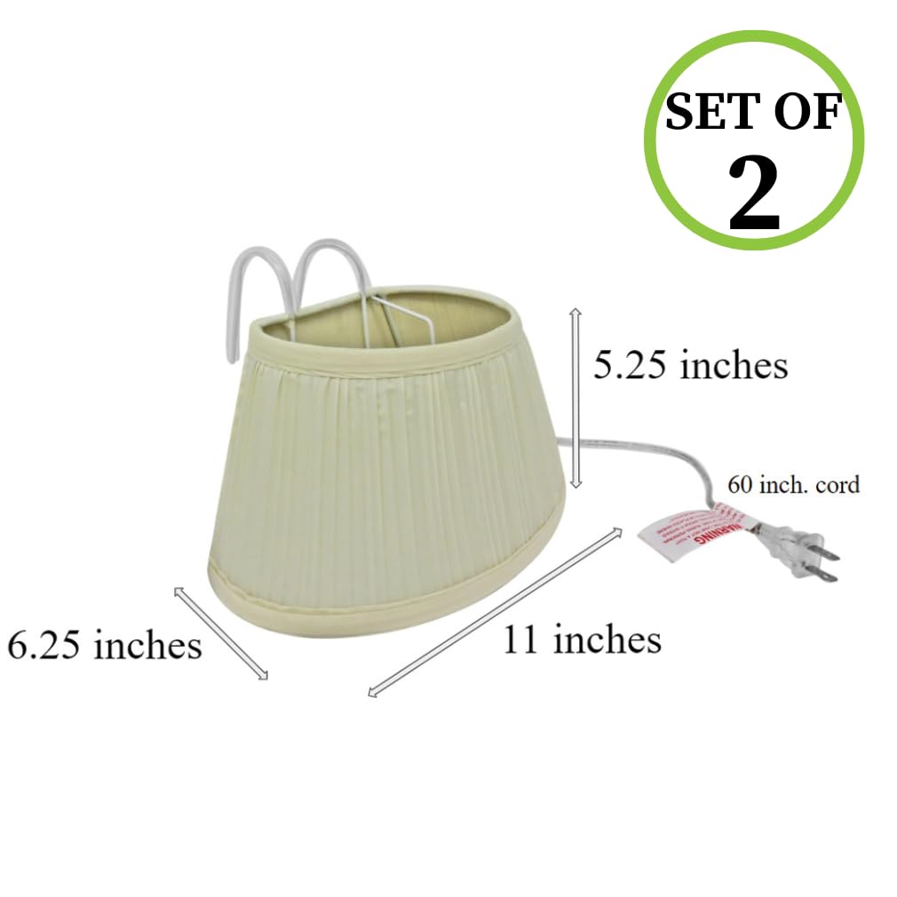 Skorter | Evelots Bed Headboard Reading Lamp - 2 Pack Soft Fabric Shade, Simple Pull Cord, Metal