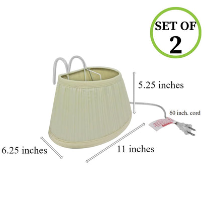 Skorter | Evelots Bed Headboard Reading Lamp - 2 Pack Soft Fabric Shade, Simple Pull Cord, Metal