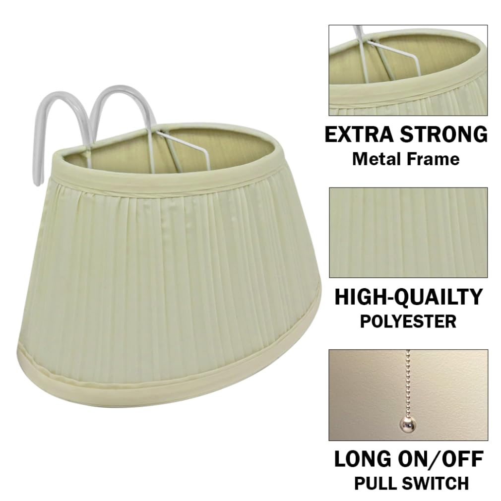 Skorter | Evelots Bed Headboard Reading Lamp - 2 Pack Soft Fabric Shade, Simple Pull Cord, Metal