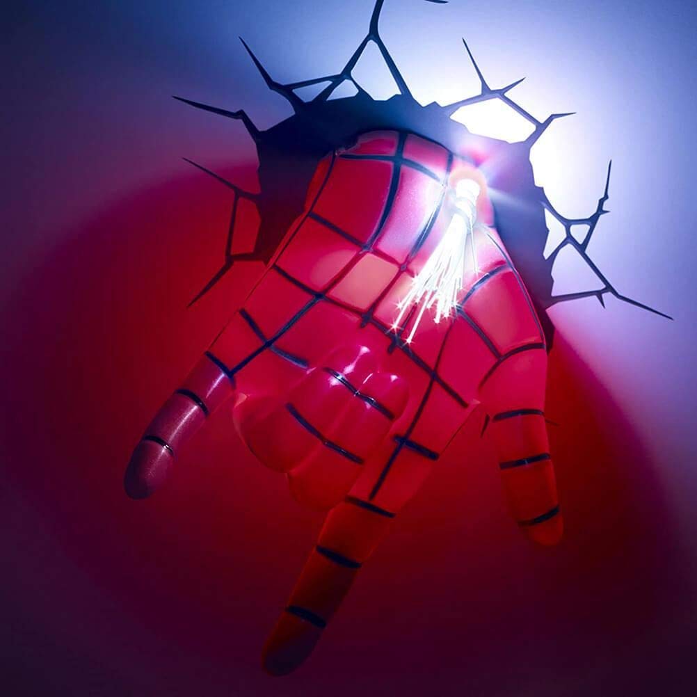 Skorter | Marvel 3D Light Fx Spiderman Hand Led Wall Lamp - Red Decor For Children's Room, Plastic