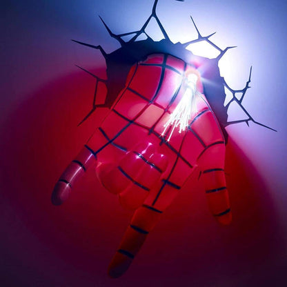 Skorter | Marvel 3D Light Fx Spiderman Hand Led Wall Lamp - Red Decor For Children's Room, Plastic