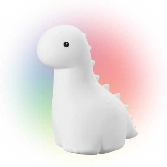 Skorter | Globe Electric Brontosaurus Led Night Light - Multicolored, Rechargeable Silicone Table Lamp, White