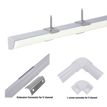 Skorter | Hunhun 20-Pack V Shaped LED Aluminum Channel System with Milk White Cover & Clips, 3.3Ft