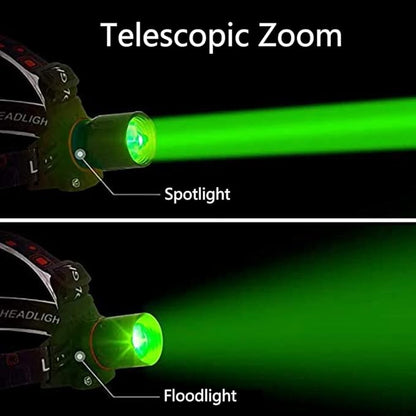 Skorter | Rechargeable LED Headlamp with White, Red, and Green Light – Powerful Headlamp with USB and Battery