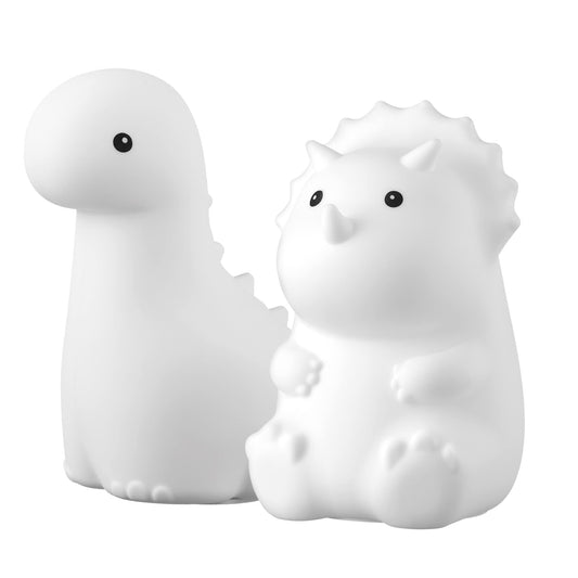 Skorter | Globe Electric Dinosaur Natural Light Duo – 6" Triceratops & 9" Brontosaurus, Led, Rechargeable,