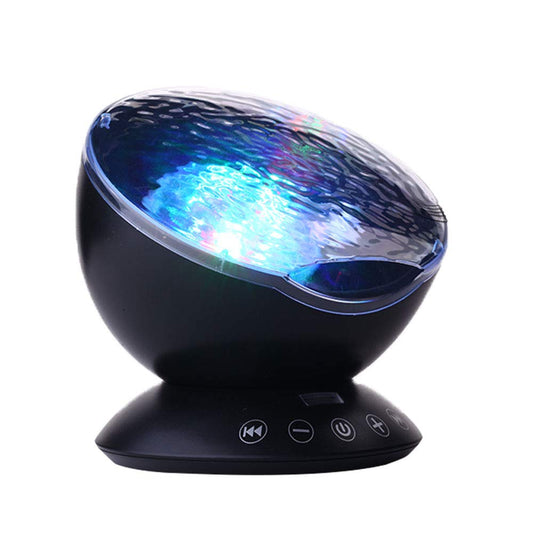 Skorter | Tomnew Sea Wave Projector with Remote Control, 7 Colors LED, Music Speaker, Night Light for Children and Adults