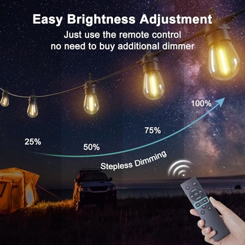 Skorter | 52FT Solar String Lights for Outdoor with Remote Control, Warm White