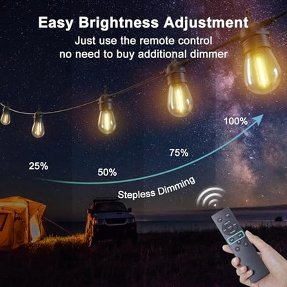 Skorter | 52FT Solar String Lights for Outdoor with Remote Control, Warm White