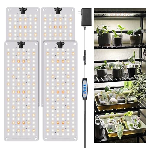 Skorter | Garpsen Growth Light, 6000K Full Spectrum Plant Light For Indoor Growth With Auto Timer 6/12/16H, 5 Dimmable Levels & 3 Color Modes, 552 LED Growth Lamp Panel For Seed Starting, Wall And Flowering (4 Panels)