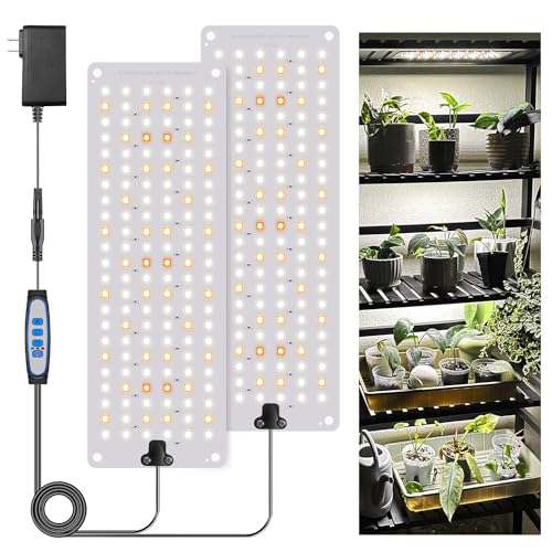 Skorter | Garpsen Growth Light For Indoor Plants, 276 Joint Full Spectrum Plant Light With Auto Timer 6/12/16H, 3 Color Modes & 5 Dimmable Levels, 24W Ul Adapter Growth Lamp Panel For Plant Stand Indoor(2Panels)