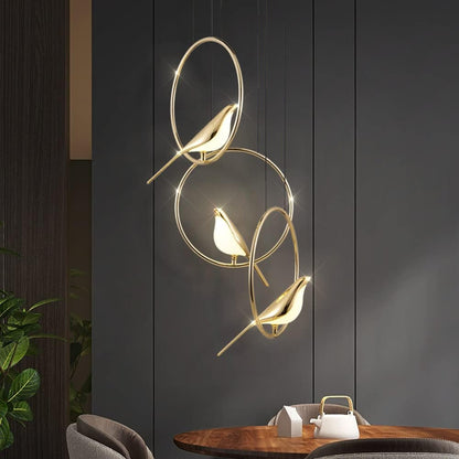 Skorter | Circle Pendant Lamp with Bird Motifs – Modern Lighting Fixture for Home Decor & Unique Ceiling Design