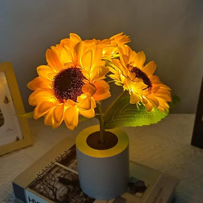 Skorter | LED Sunflower Table Lamp - Decorative Lighting Fixture for Home Decor & Nightstand Use