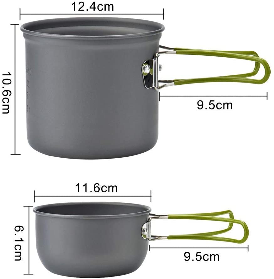 Skorter | wuudi Camping Equipment, Outdoor Camping Pots and Pans Set 2PCS Camping Cookware