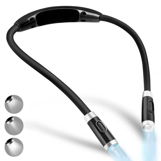 Skorter | Vekkia Rechargeable Led Neck Light, 3 Brightness Levels, Flexible Arms, Black Reading Light