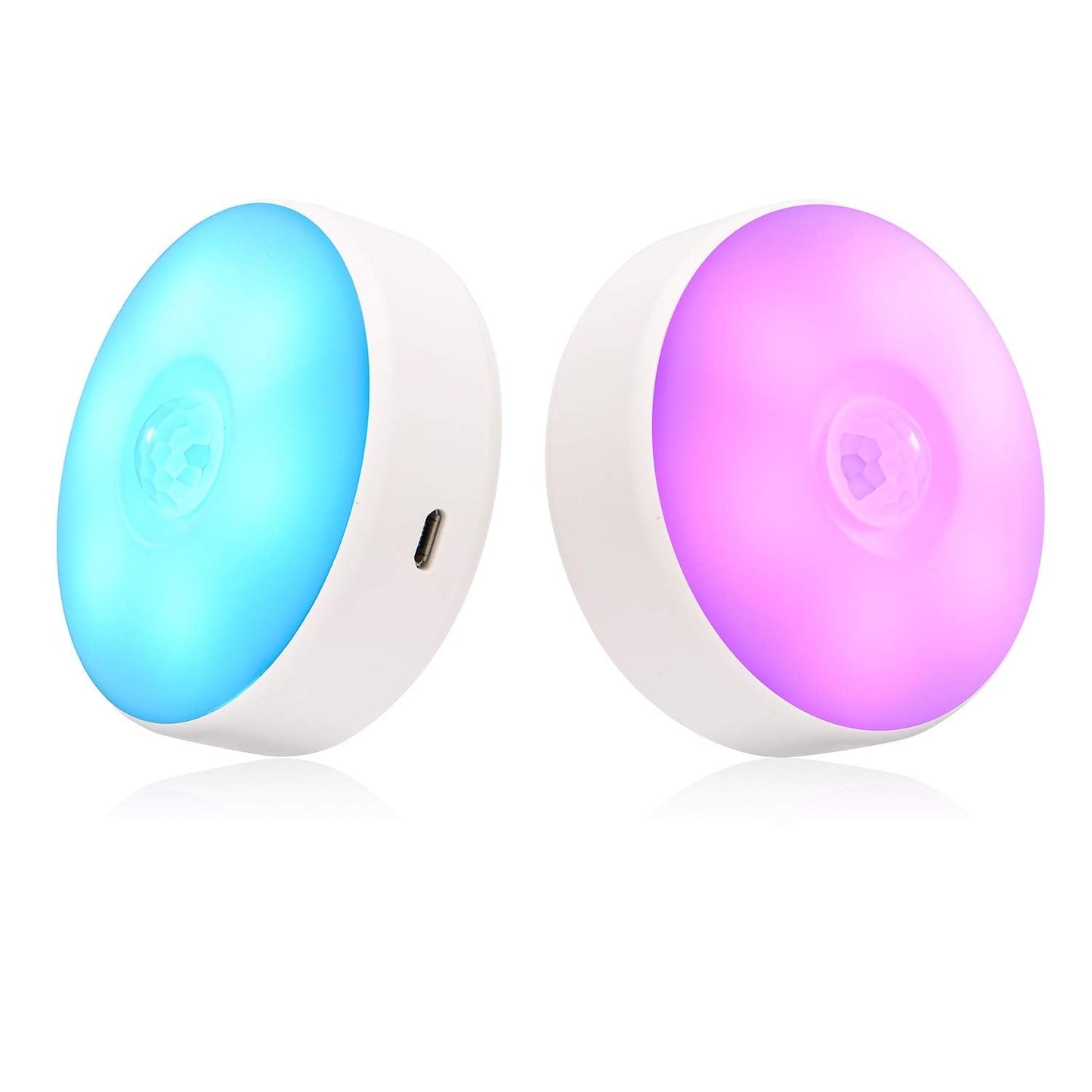 Skorter | Singhong Motion Sensor LED Night Light, USB Rechargeable, 8 Colors, 3 Modes, 2 Pack, White