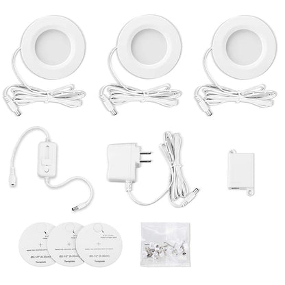 Skorter | Getinlight Dimmable Led Puck Lights Kit, Soft White 3000K, Etl Listed, 3-Pack, White