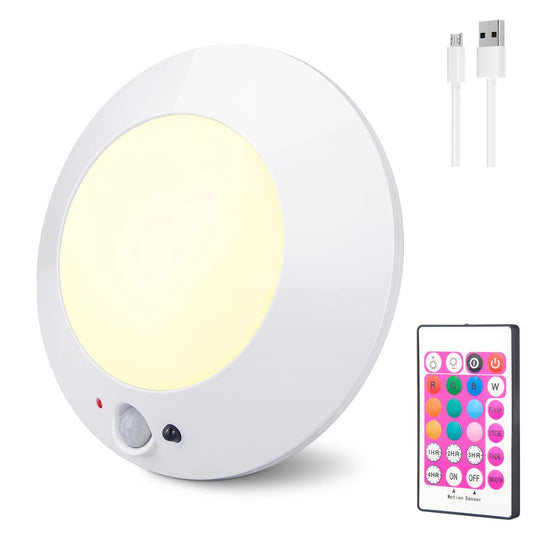 Skorter | Bigmonat Motion Sensor LED Light, Rechargeable Wireless Color Changing Night Light, White