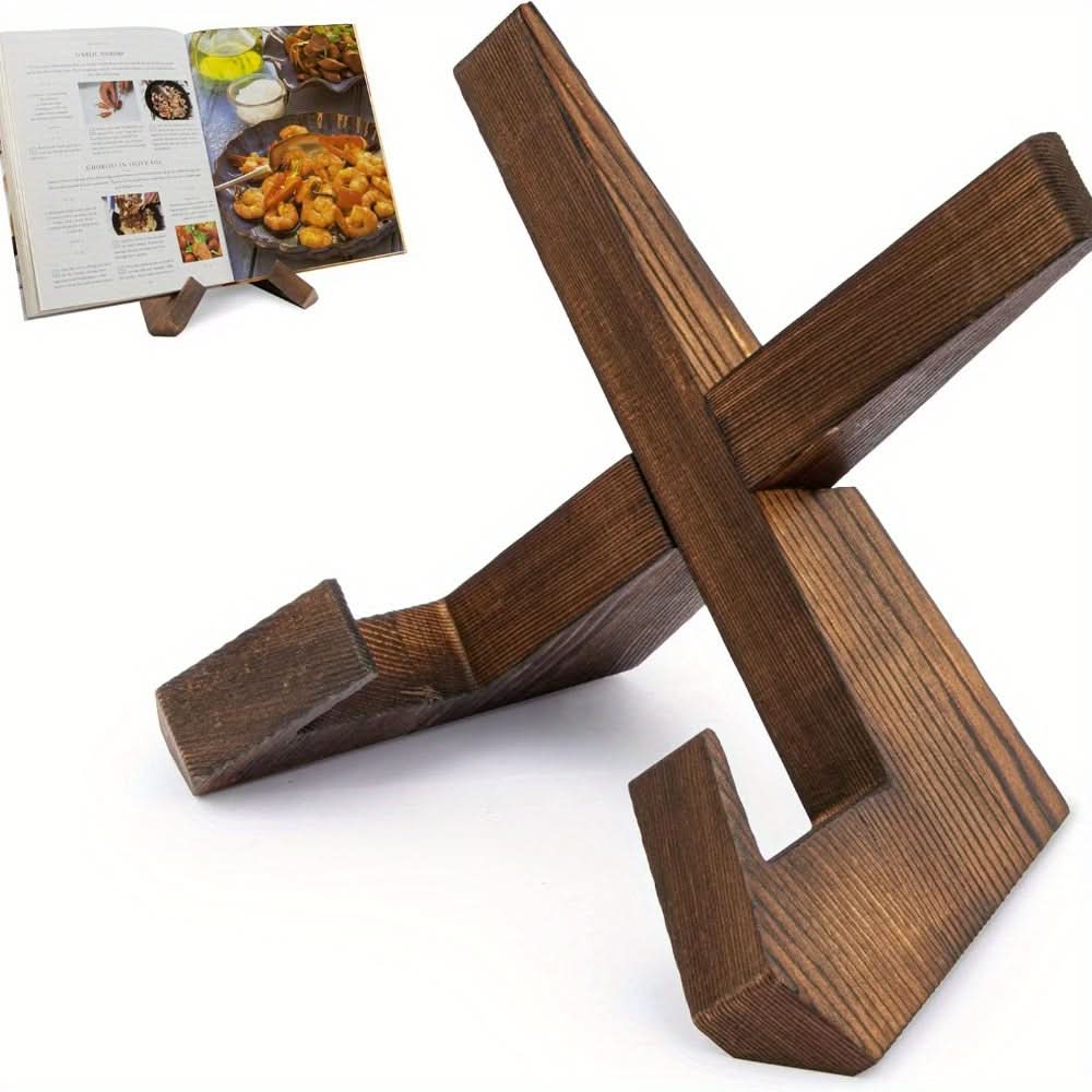 Skorter | Rustic Wooden Cookbook Stand Adjustable Recipe Book Holder