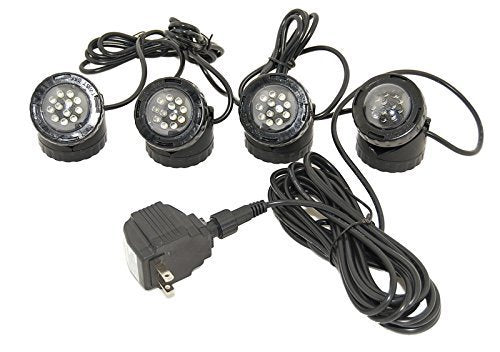 Skorter | Jebao 4 LED Super Bright Underwater Pond Fountain Light Kits With Multicolor Lens