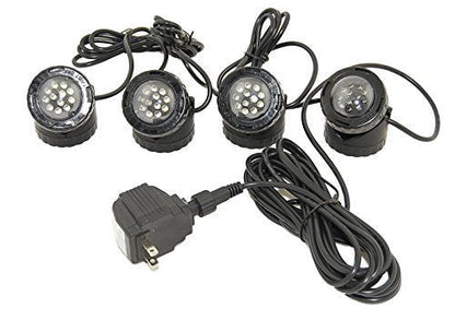 Skorter | Jebao 4 LED Super Bright Underwater Pond Fountain Light Kits With Multicolor Lens