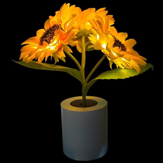 Skorter | LED Sunflower Table Lamp - Decorative Lighting Fixture for Home Decor & Nightstand Use