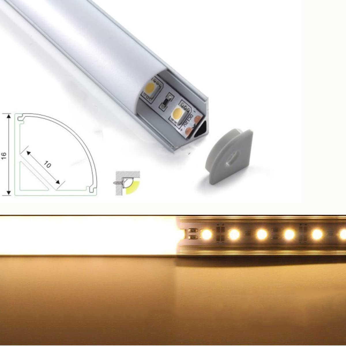 Skorter | Cefrank V-shaped LED shelf lighting 4X 12" warm white 3000K - 1200Lm display cabinet