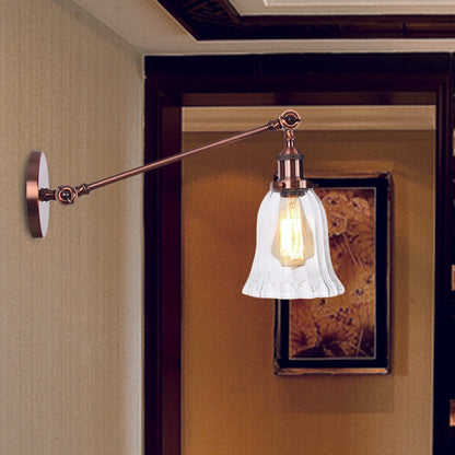 Skorter | Svart/Brons/Mässing 1-ljus vägglampa Vintage vägglampa i klart glas med arm, 20 cm/30 cm lång