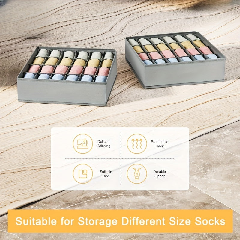 Skorter | 2-Pack Collapsible Sock and Underwear Organizer with 24 Pockets