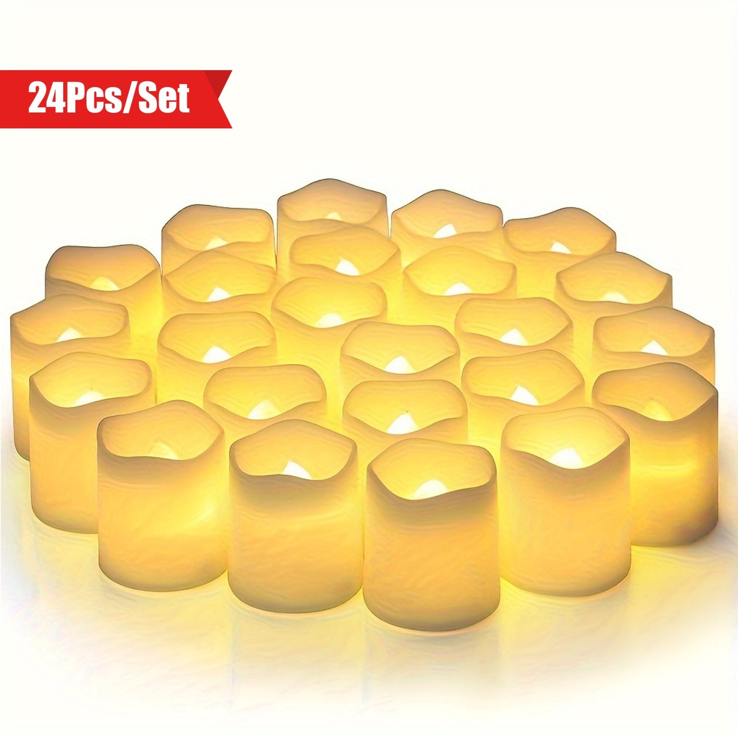 Skorter | 24-piece set LED tealights – Flameless lights for Christmas, Halloween, Valentine's Day, and Ramadan decor