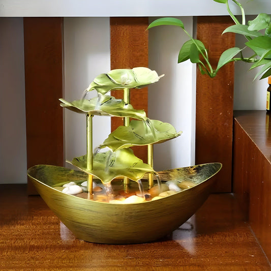 Skorter | Aquaura - Table Fountain with LED lights made of soothing leaves