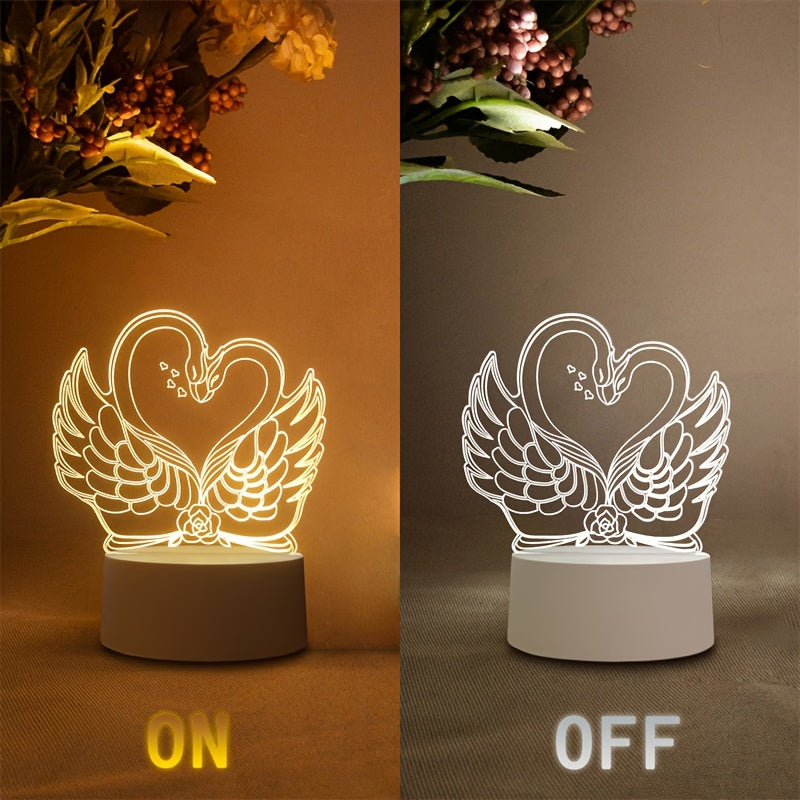 Skorter | Swan Light - USB Powered 3D LED Table Lamp with Acrylic Frame