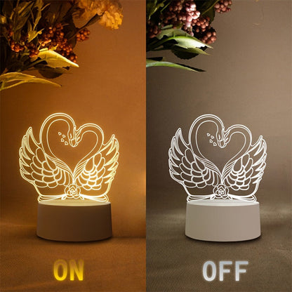 Skorter | Swan Light - USB Powered 3D LED Table Lamp with Acrylic Frame