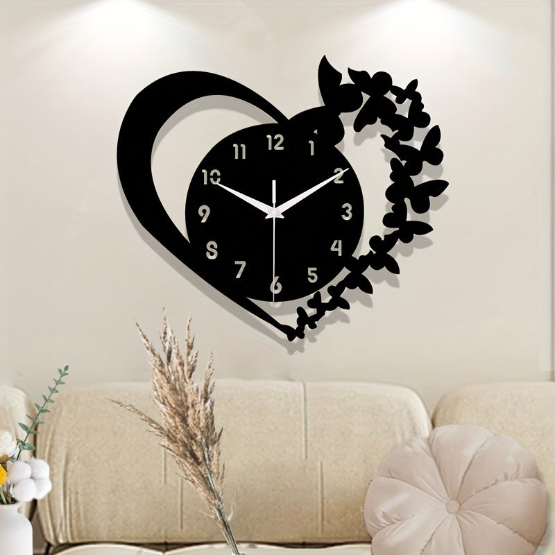 Skorter | Silent Heart-Shaped Acrylic Wall Clock - Frameless Love Design for Living Room, Bedroom & Office