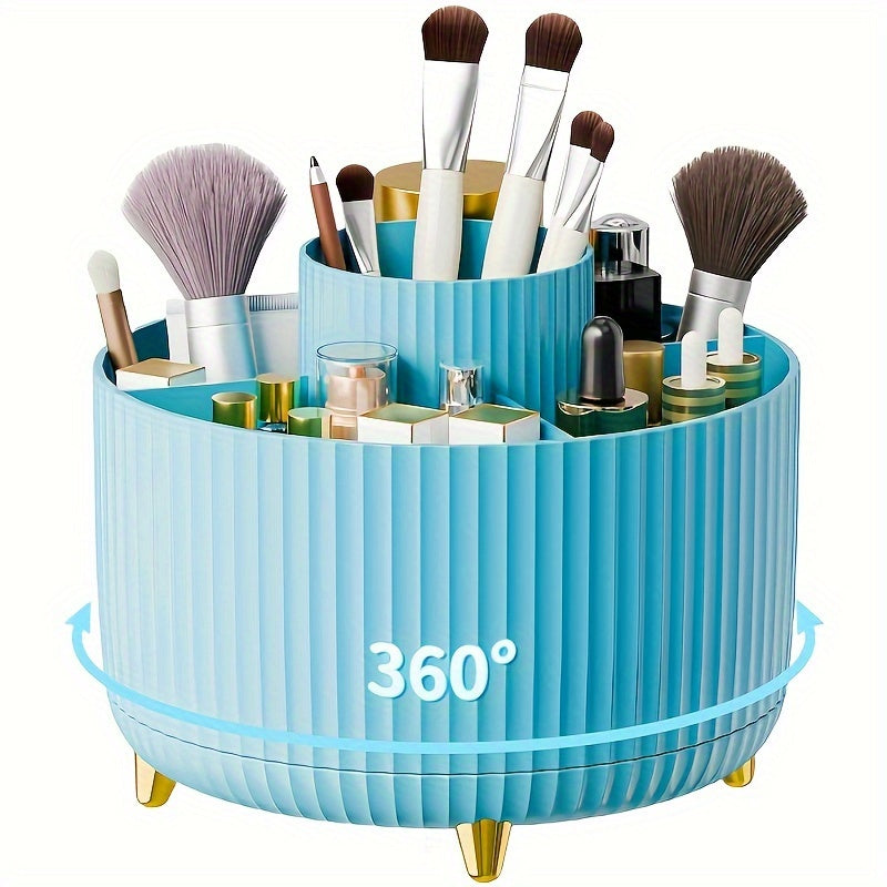 Skorter | 360° Rotation Make-up Organizer – Durable Plastic Cosmetic Storage Box with 5 Compartments