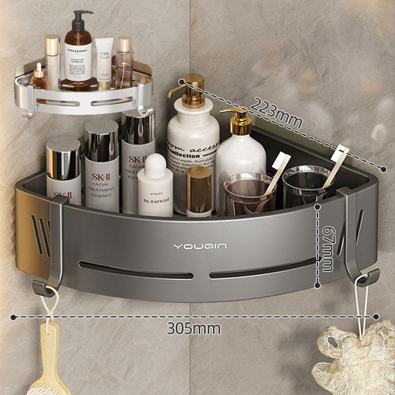 Skorter | EasyCorner Aluminum Shelf – Self-Adhesive Bathroom Corner Storage without Drilling