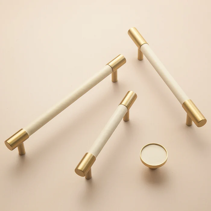 Skorter | Brass Solid Leather Handmade Cabinet Handles Drawer Inserts
