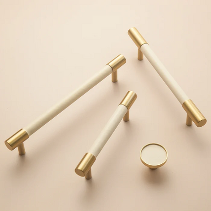 Skorter | Brass Solid Leather Handmade Cabinet Handles Drawer Inserts