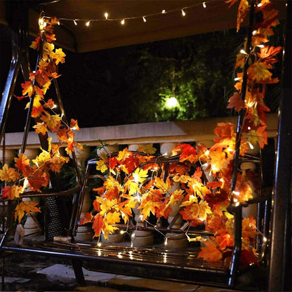 Skørter | 2 Pack Autumn Maple Garland with 40 LED for Home Wedding Party Christmas - 5.8Ft/Pc