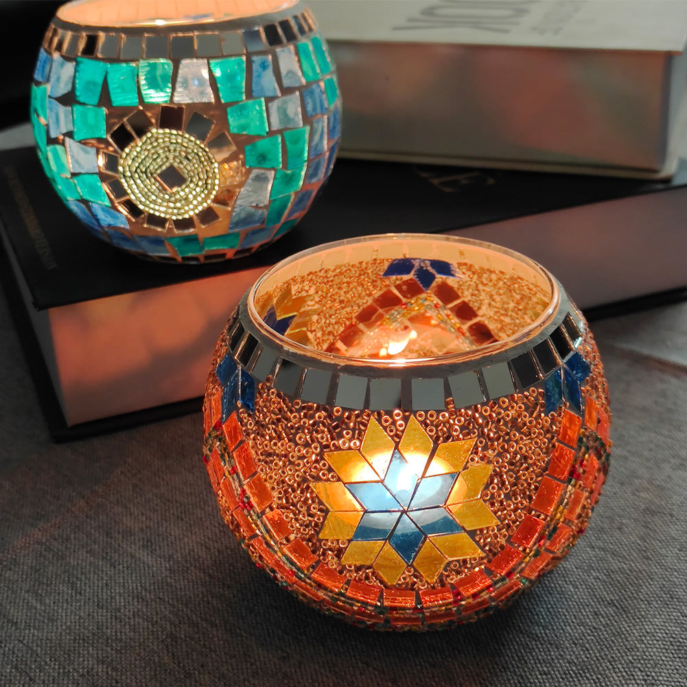 Skorter | European Retro Glass Mosaic Tealight Holder